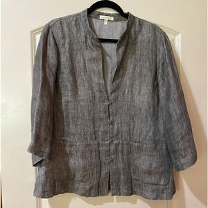 EILEEN FISHER Button Down Double Weave Linen Jacket Brown Women’s Size Medium